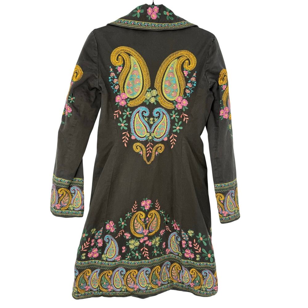 Vintage Biya Two Ten Ten Five Embroidered Paisley Floral Cotton Coat Jacket S - Picture 2 of 13
